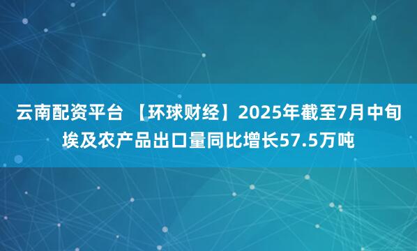 云南配资平台 【环球财经】2025年截至7月中旬埃及农产品出口量同比增长57.5万吨